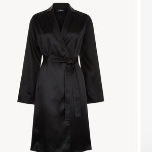La Perla Black silk short robe sleepwear